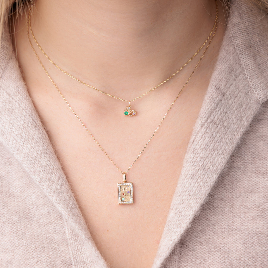 Gold & Diamond Iconography Rectangle Charm - Sydney Evan Fine Jewelry