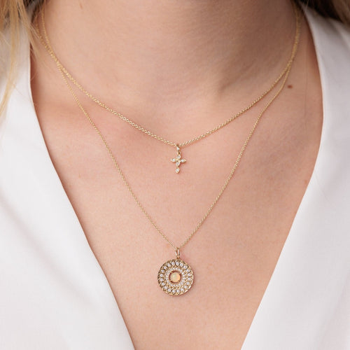 Gold & Diamond Small Marquise Eye Cross Charm