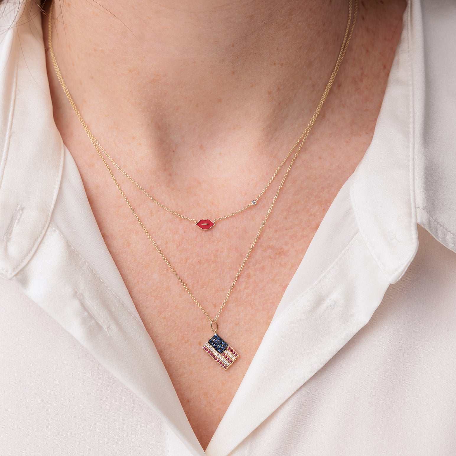 Shop Sydney Evan 14k Gold & Diamond American Flag Charm