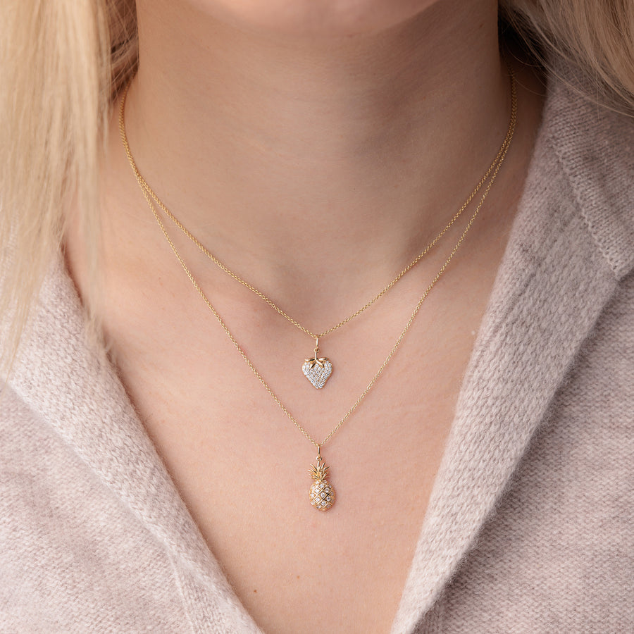 Gold & Diamond Strawberry Charm - Sydney Evan Fine Jewelry