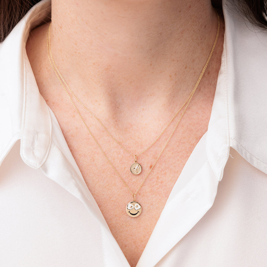 Gold & Diamond Fried Happy Face Charm - Sydney Evan Fine Jewelry
