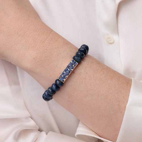 Gold & Diamond Sapphire Bar on Sapphire