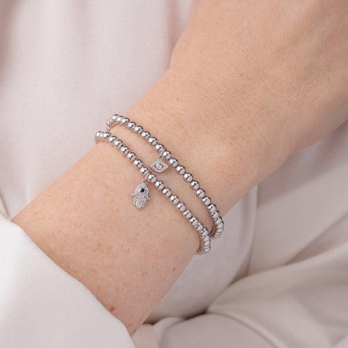 White Gold & Diamond Eye on White Gold Beads