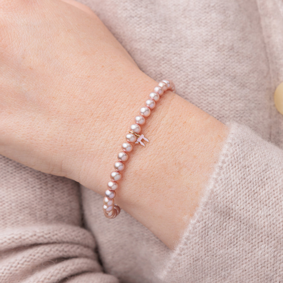 Gold & Enamel Tiny Chai on Rose Pearls - Sydney Evan Fine Jewelry