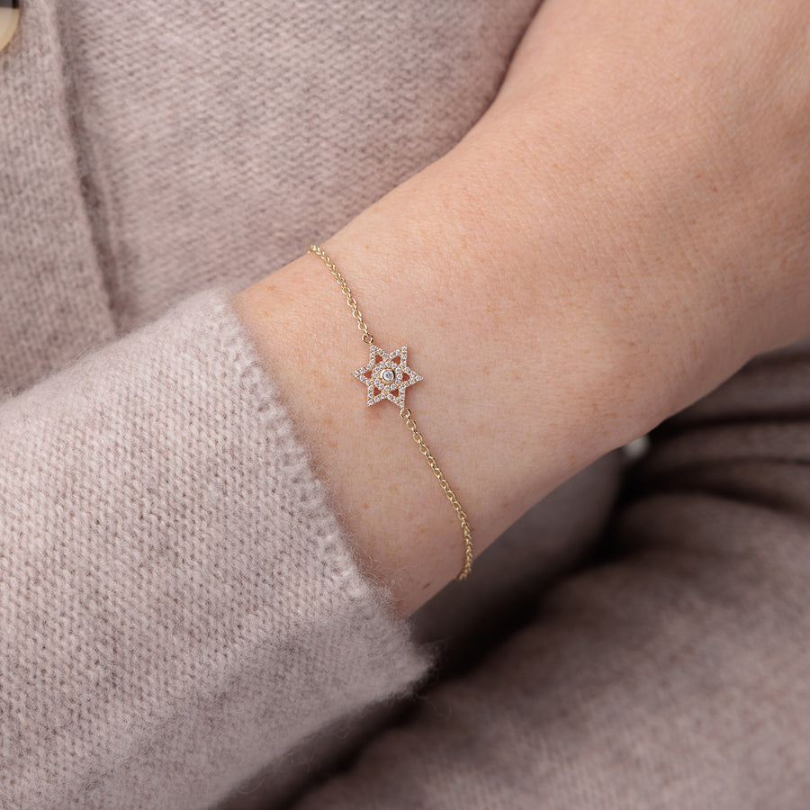 Gold & Diamond Star of David Bracelet - Sydney Evan Fine Jewelry