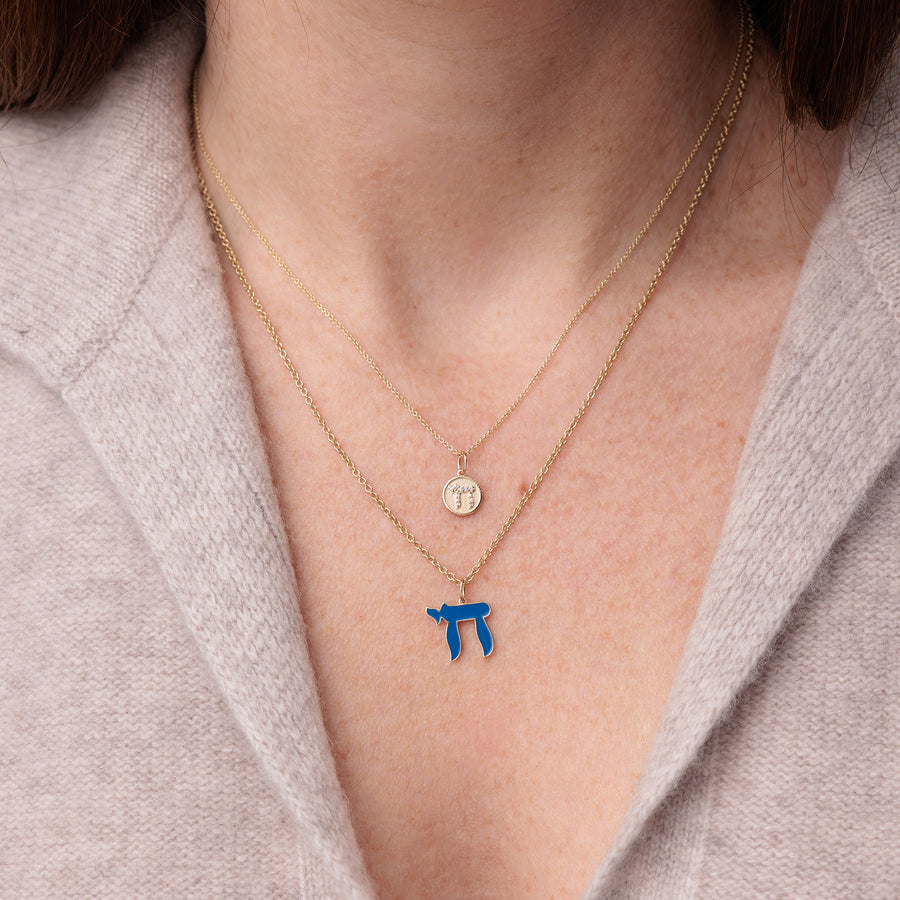 Gold & Diamond Tiny Chai Coin - Sydney Evan Fine Jewelry