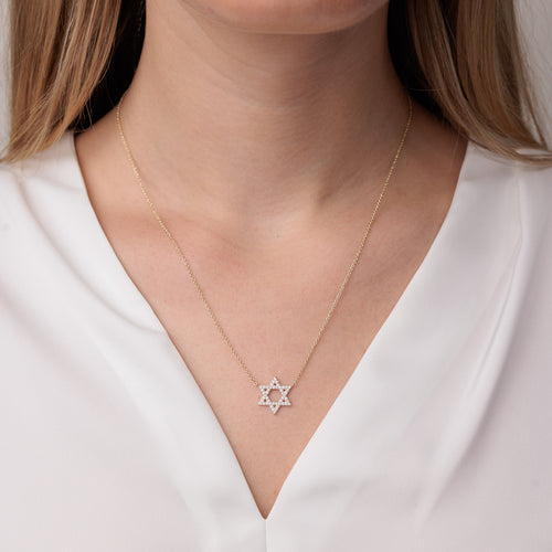 Gold & Diamond Star of David Necklace