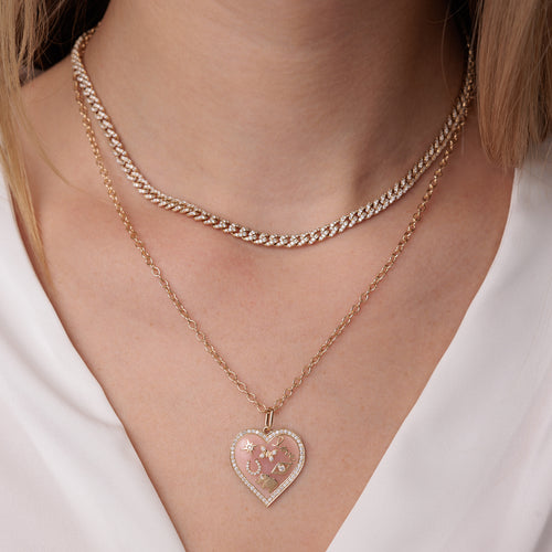 Gold & Diamond Puffy Icon Heart Charm