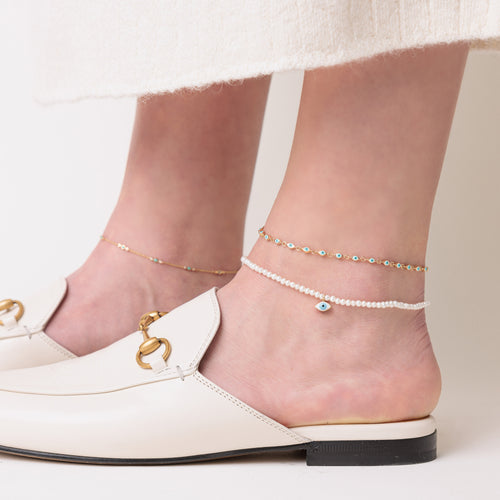 Gold & Enamel Mini Eye Anklet