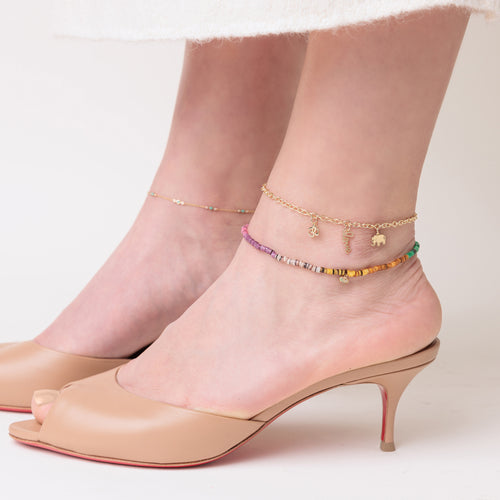 Pure Gold Multi-Charm Anklet
