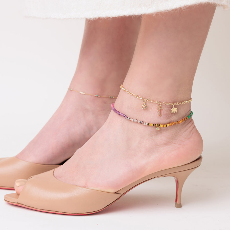 Pure Gold Multi-Charm Anklet - Sydney Evan Fine Jewelry