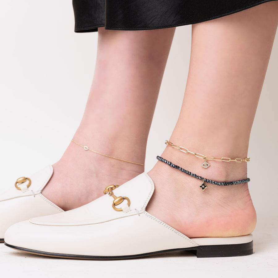 Gold & Diamond Evil Eye Anklet - Sydney Evan Fine Jewelry