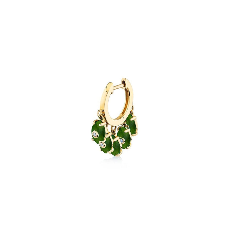 Gold & Diamond Tiny Carved Stone Fringe Huggie - Sydney Evan Fine Jewelry