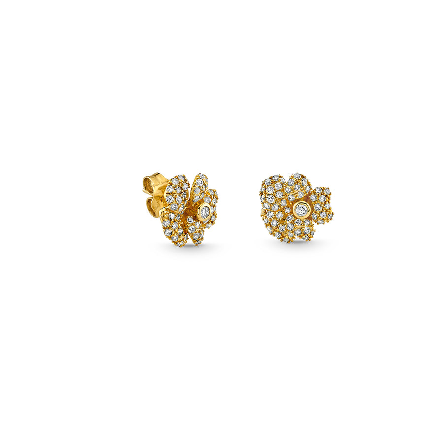 Gold & Diamond Pansy Stud - Sydney Evan Fine Jewelry