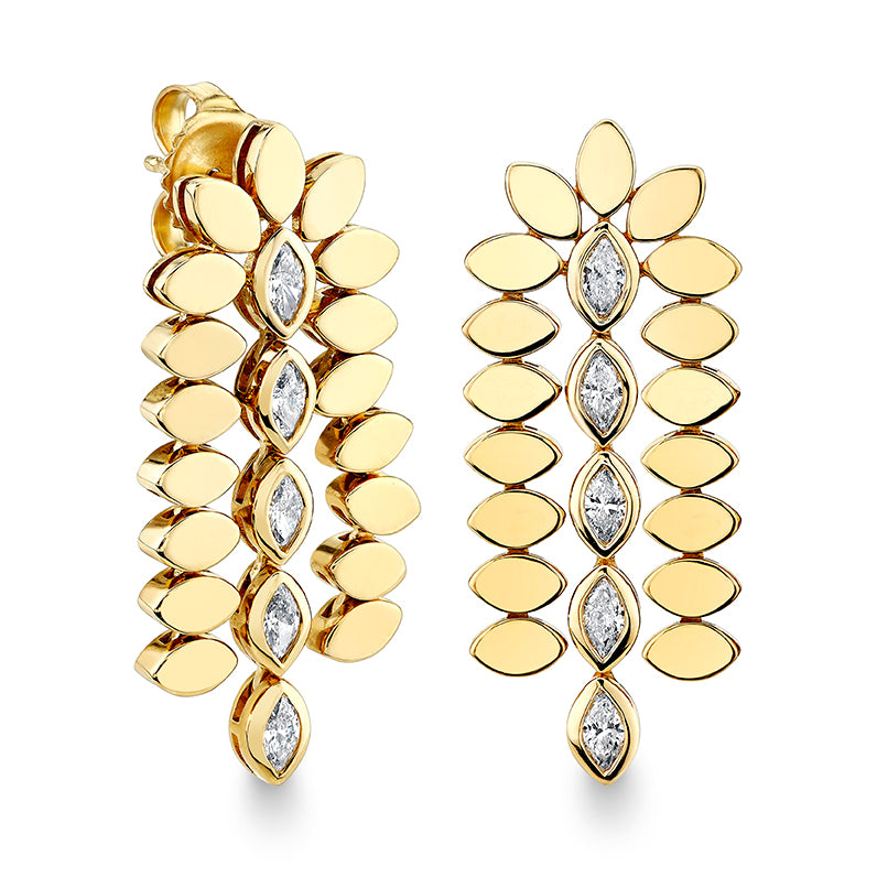 Gold & Diamond Marquise Eye Short Drop Earrings - Sydney Evan Fine Jewelry