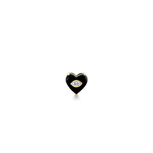 Gold & Diamond Small Carved Stone Heart Stud