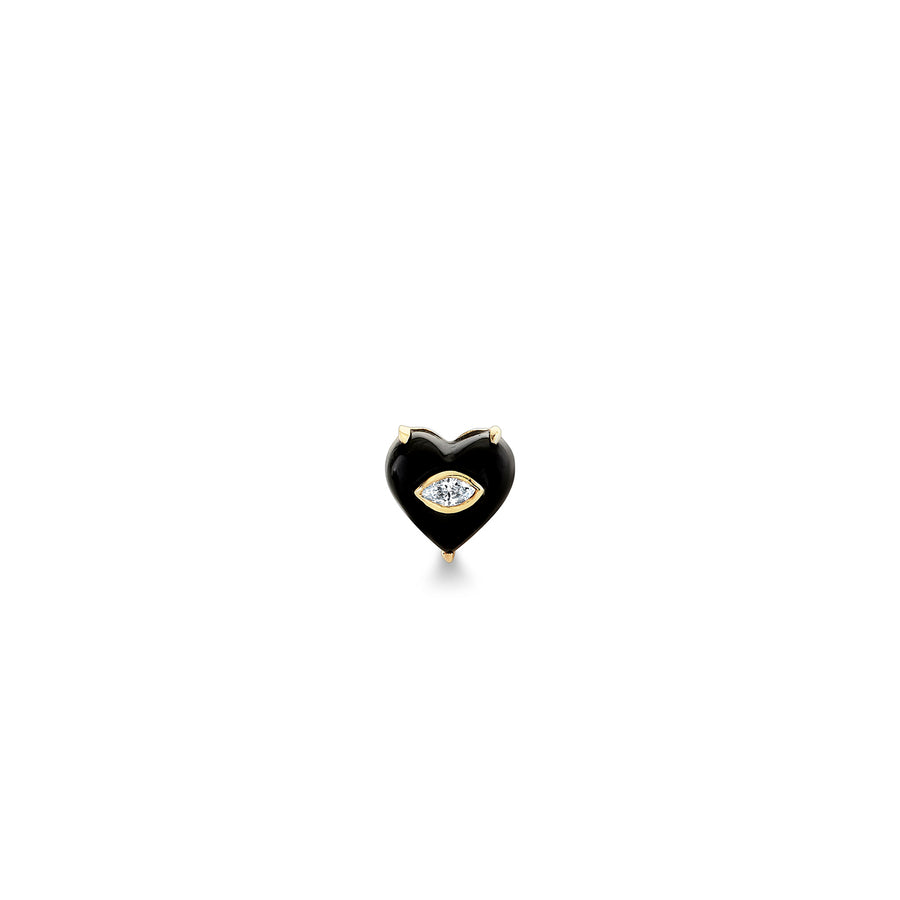 Gold & Diamond Small Carved Stone Heart Stud - Sydney Evan Fine Jewelry