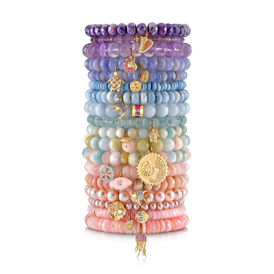 Gold & Sapphire Jellyfish on Pink Opal - Sydney Evan Fine Jewelry