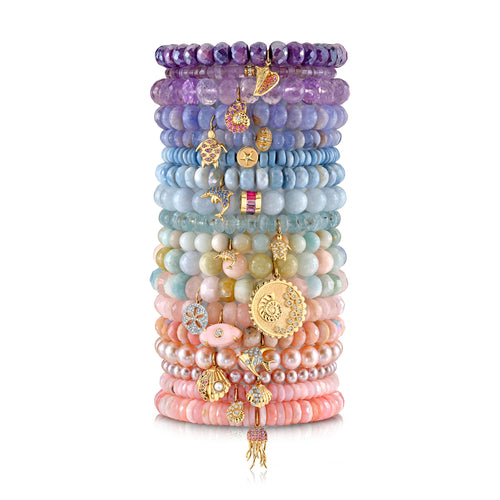 Gold & Diamond Carved Pink Opal Eye on Morganite