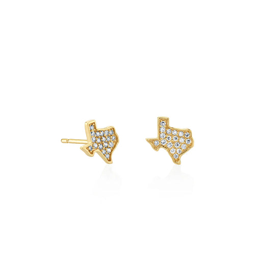 Gold & Diamond Texas State Outline Stud