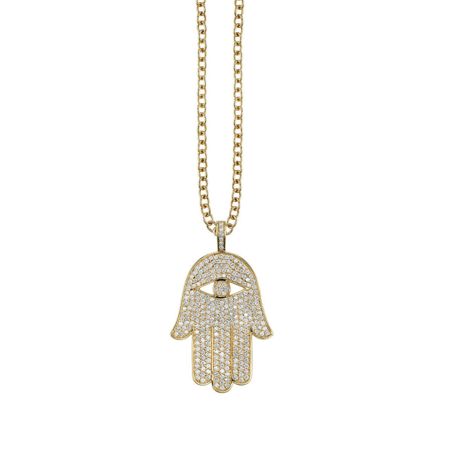Men's Collection Gold & Pavé Diamond Extra Large Hamsa Charm - Sydney Evan Fine Jewelry