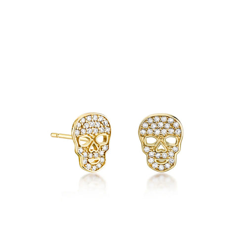Gold & Diamond Skull Stud