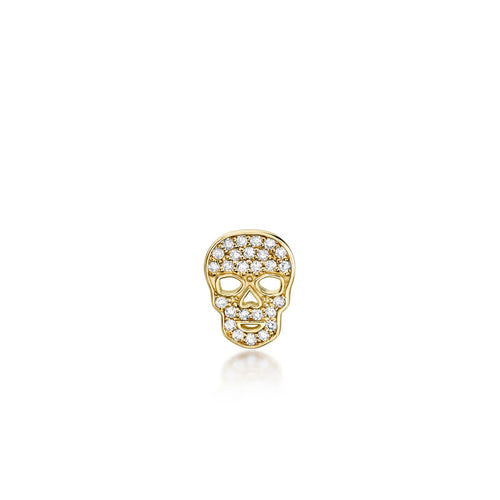 Gold & Diamond Skull Stud