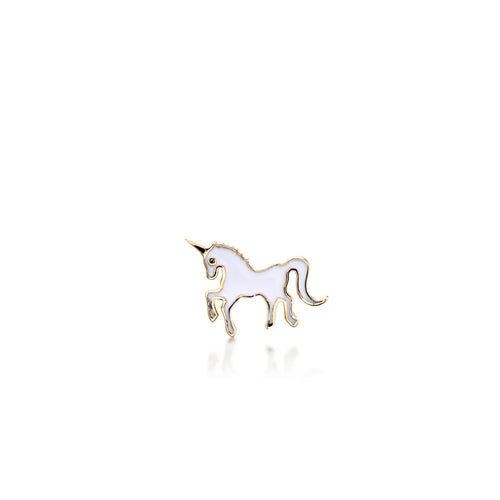 Kids Collection Gold Enamel Unicorn Earrings