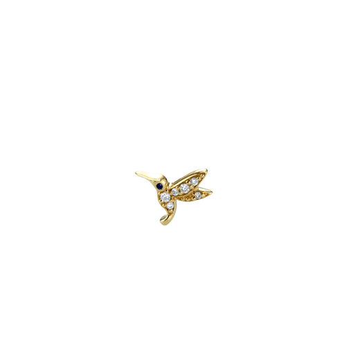 Gold & Diamond Tiny Hummingbird Stud