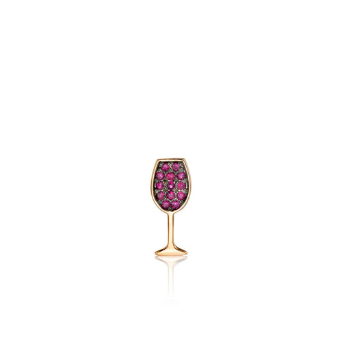 Rose Gold & Ruby Wine Glass Stud