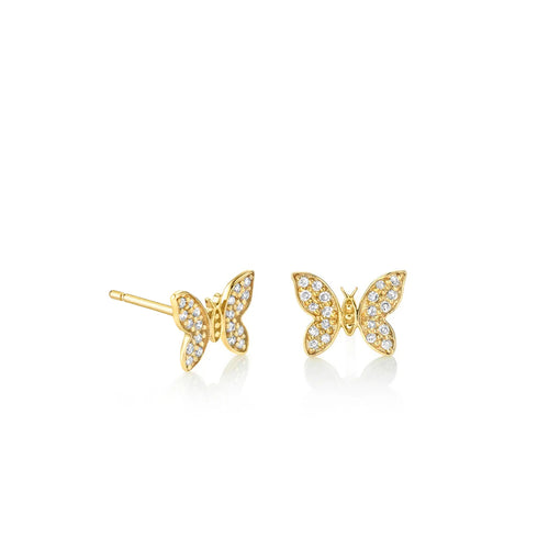 Gold & Diamond Tiny Butterfly Stud