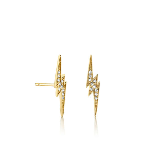 Gold & Diamond Lightning Bolt Stud
