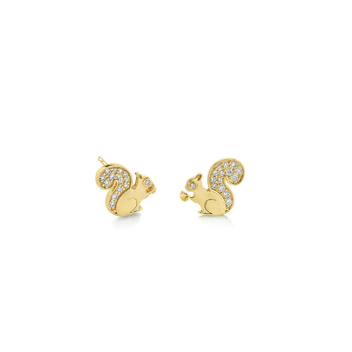 Gold & Diamond Small Squirrel Stud