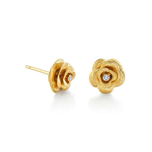 Gold & Diamond Rose Stud