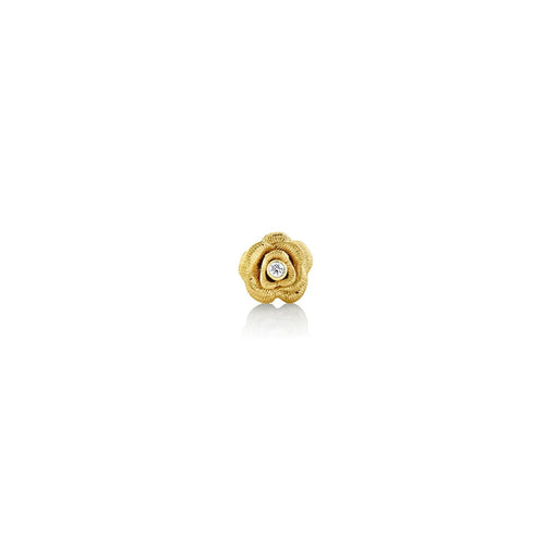 Gold & Bezel Diamond Small Rose Stud