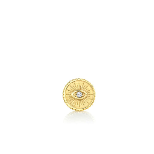 Men's Collection Gold & Diamond Small Marquise Eye Coin Stud