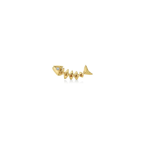 Gold & Diamond Fishbone Stud