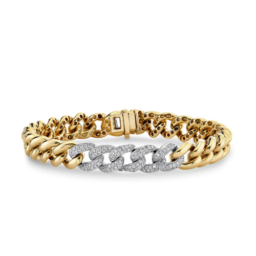 Gold & Diamond Small Pave Links Bracelet