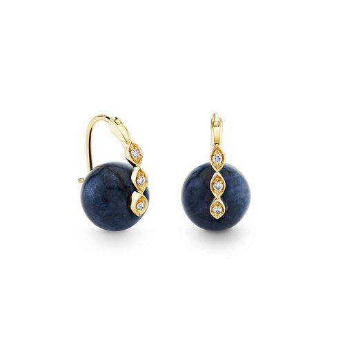 Gold & Diamond Marquis Eye Sapphire Earrings