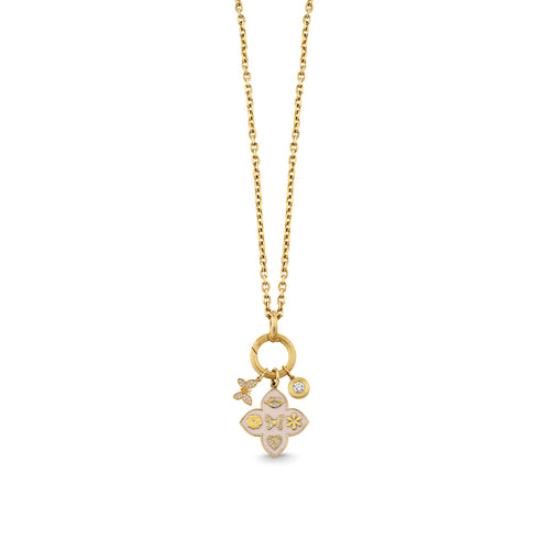 Gold, Diamond & Enamel Love Tableau Moroccan Charm Necklace