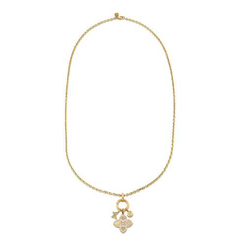 Gold, Diamond & Enamel Love Tableau Moroccan Charm Necklace