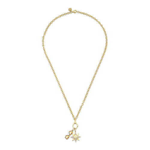 Gold & Diamond Heart Sunglasses & Sun Charm Necklace