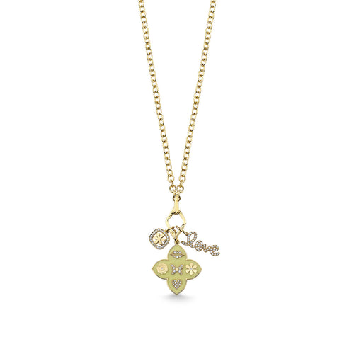 Gold & Diamond Enamel Terra Love Multi Charm Necklace
