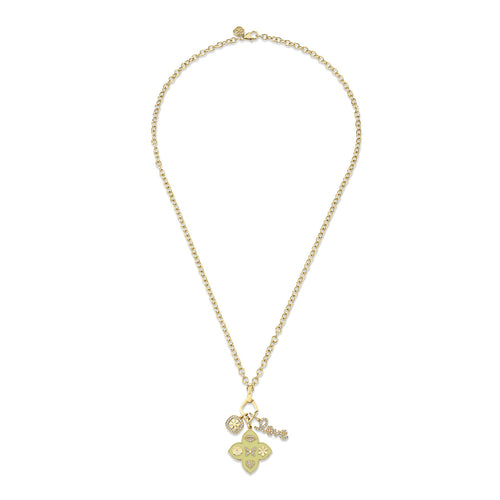 Gold & Diamond Enamel Terra Love Multi Charm Necklace