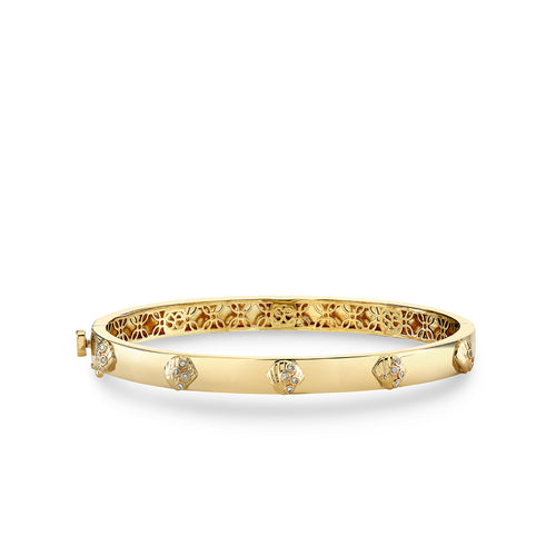 Gold & Diamond Clam Shell Bangle