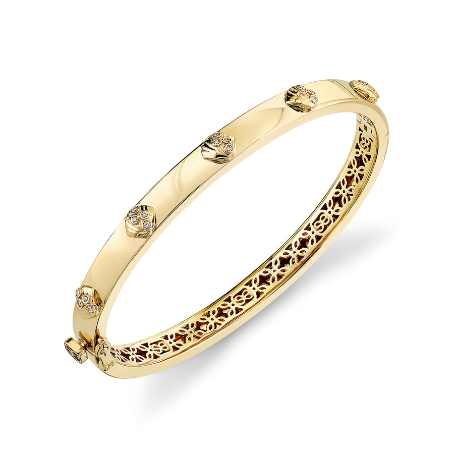 Gold & Diamond Clam Shell Bangle - Sydney Evan Fine Jewelry