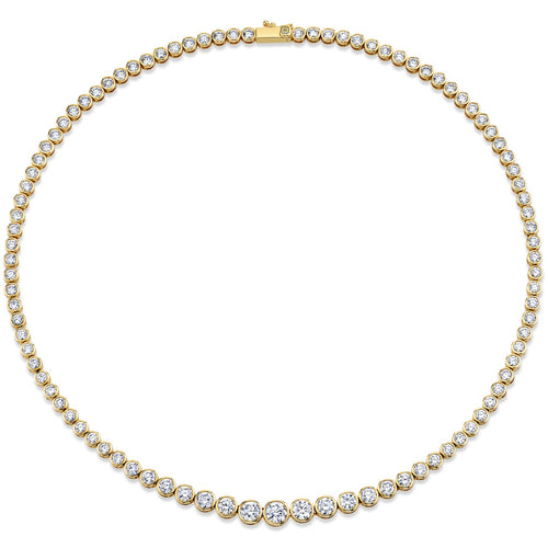 Gold & Diamond Graduated Bezel Eternity Necklace