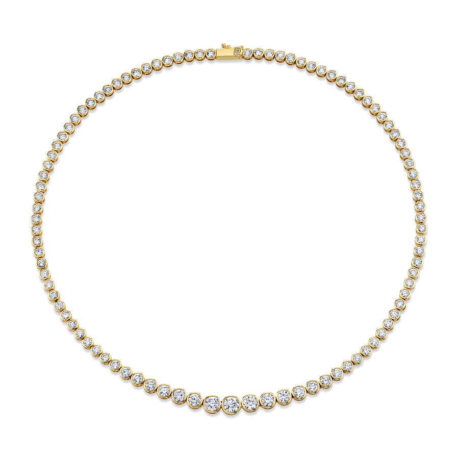 Gold & Diamond Graduated Bezel Eternity Necklace - Sydney Evan Fine Jewelry