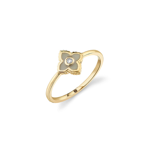Gold & Diamond Enamel Moroccan Flower Ring