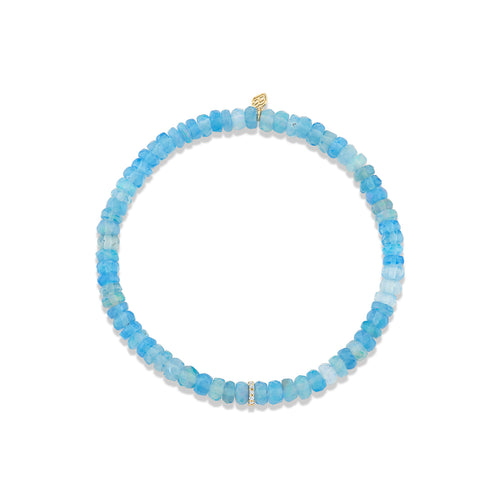 Gold & Diamond 4mm Small Cocktail Eternity Rondelle on Cobalt Opal